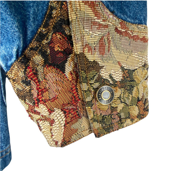 Vintage 80s 90s Blassport Womens Embroidered Denim Jean Jacket Floral Collar - S - Picture 8 of 9